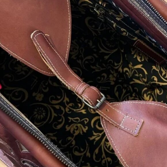 Leaders in Leather Tooled Weekender Bag 2466T - Picture 12 of 13